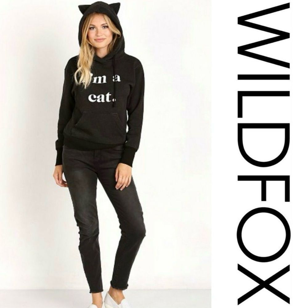 Wildfox RARE I’m a cat Gray Hoodie with Cat Ears